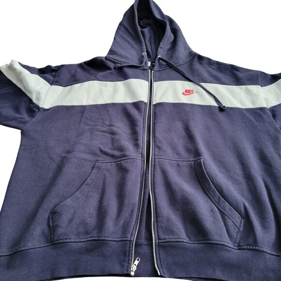 90s Nike Mens 3X Navy Tracksuit Set Hooded Jacket & Joggers White Tag Embroidere - Picture 4 of 16